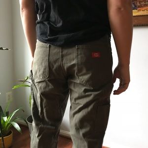 Olive Green Dickies. Straight.